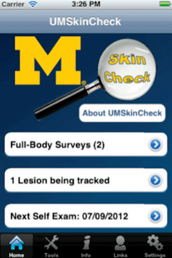 Imagen: Fotografía de la app móvil para cáncer de piel UMSkinCheck (Fotografía cortesía del Sistema Sanitario de la Universidad de Michigan).